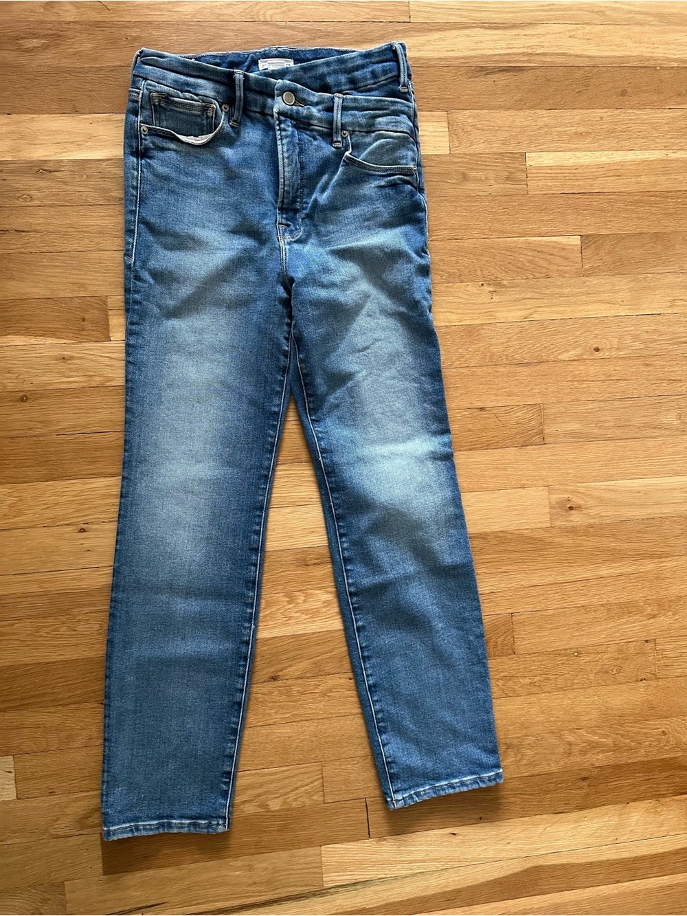 Good American Medium Blue Straight Leg Denim Jeans